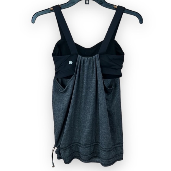 LULULEMON Tank Top BACK ON TRACK RUNNING LAYERED BUILT IN BRA black grey sz 4 - Picture 7 of 7